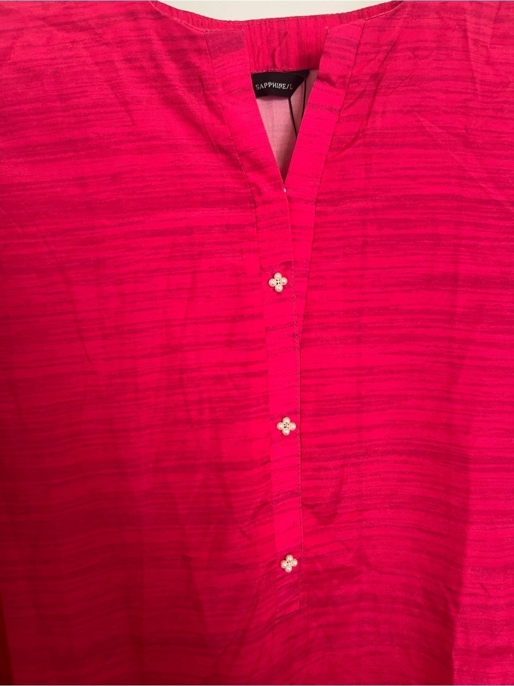 Sapphire Long Sleeve Fuchsia Printed Hem Tunic Dress - Picture 3 of 8